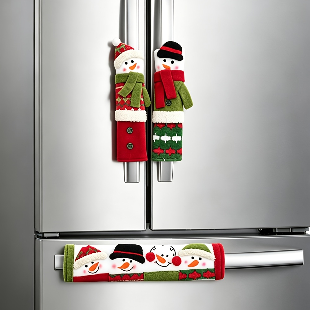 크리스마스 눈사람 모양의 냉장고 문 손잡이 덮개, 가전 - Door Handle 리뷰 및 가격